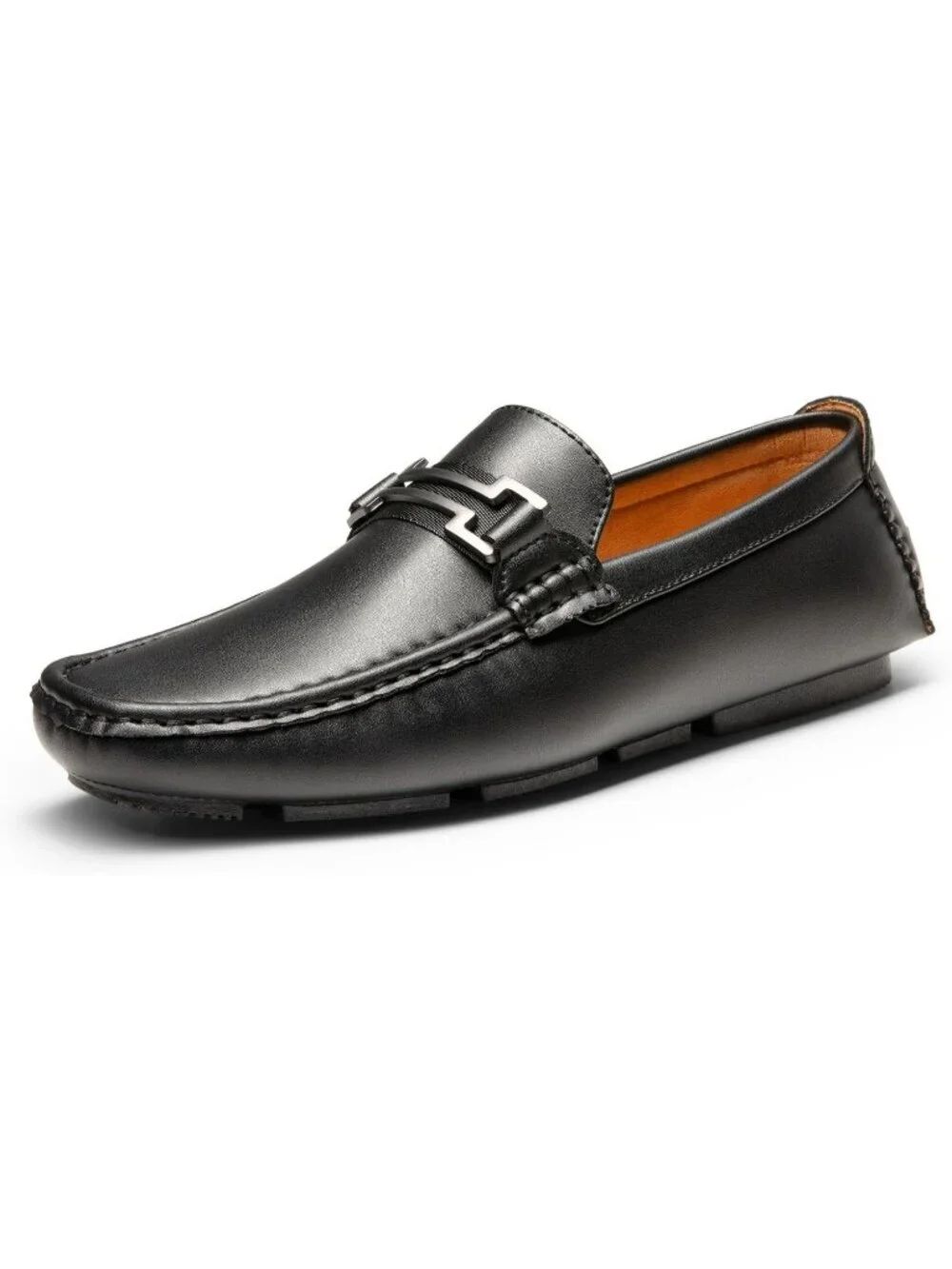 Men's Black Faux Leather Loafers Slip On Flexible and Comfort Moccasins Shoes